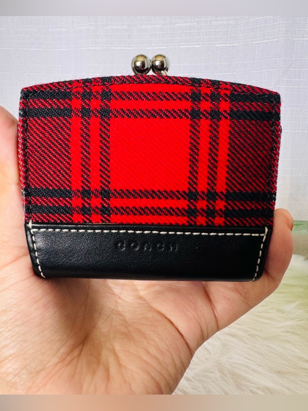 Coach Tartan kisslock coin purse